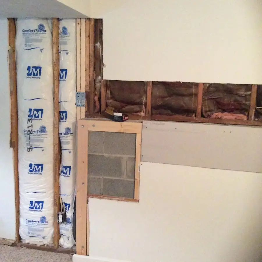 Wall insulation replacement during Basement Flood Cleanup in Baltimore